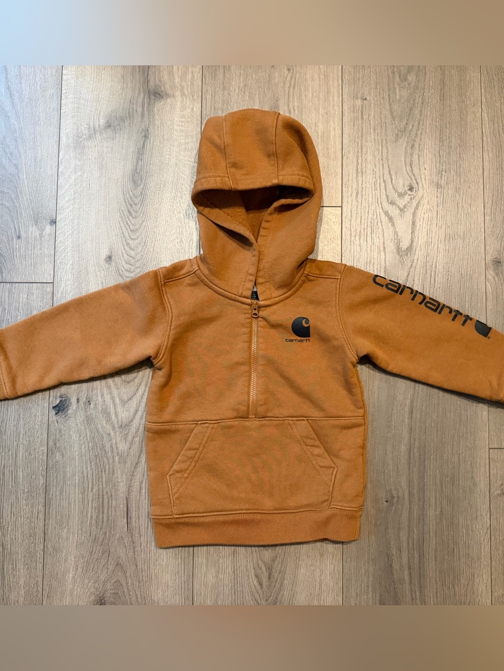 Carhartt Kids' Brown Hooded Half-Zip Sweatshirt 18M